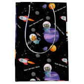 宇宙誕生日会カスタム文字 ミディアムペーパーバッグ (正面)