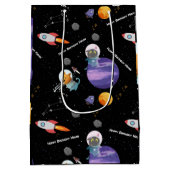 宇宙誕生日会カスタム文字 ミディアムペーパーバッグ (裏面)