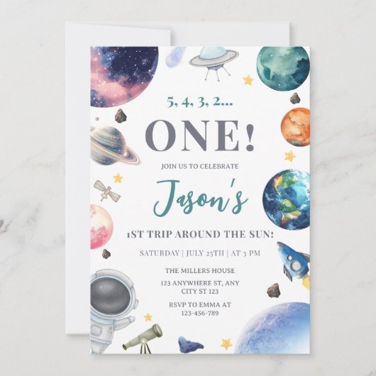 宇宙誕生日会宇宙飛行士1日 招待状 (正面)