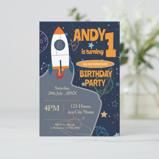 宇宙誕生日会男女兼用 招待状 (スタンド正面)