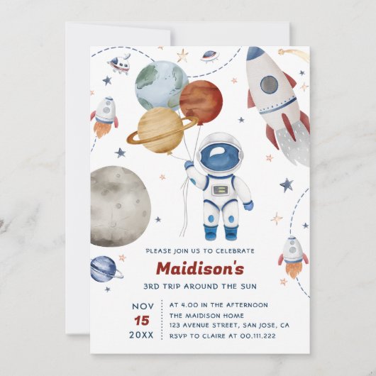 宇宙誕生日会第3回のまわりに日 招待状 (正面)