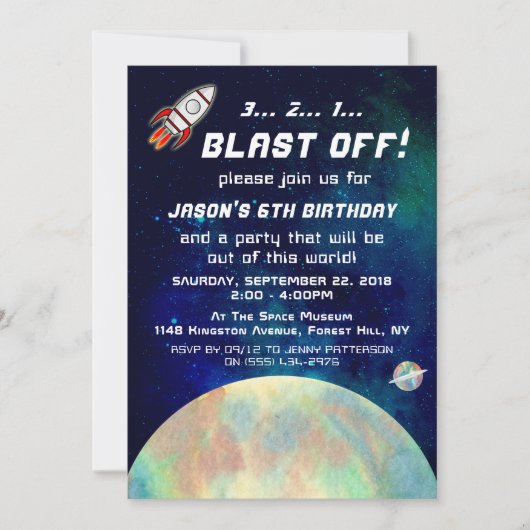 宇宙誕生日会 招待状 (正面)