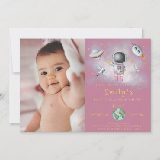 宇宙誕生日女子ロケットスターパーティーI 招待状 (正面)