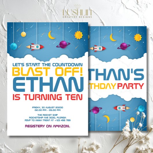 宇宙誕生日宇宙銀河系パーティー 招待状