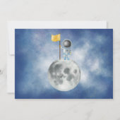 宇宙誕生日宇宙飛行士ボーイロケットはパーティーを星 招待状 (裏面)