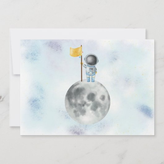 宇宙誕生日宇宙飛行士ボーイロケットスターパーティー 招待状 (裏面)