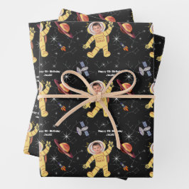 宇宙誕生日宇宙飛行士名エイジフォト ラッピングペーパーシート