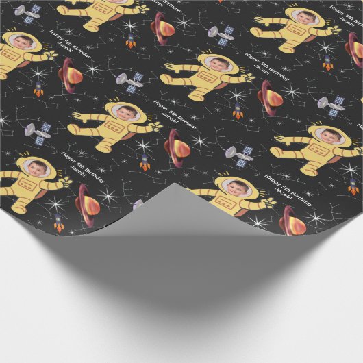 宇宙誕生日宇宙飛行士名エイジフォト ラッピングペーパー (角)