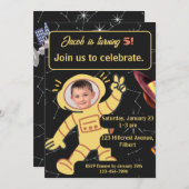 宇宙誕生日宇宙飛行士名エイジフォト 招待状 (正面/裏面)