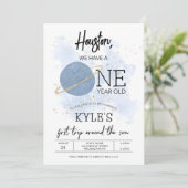 宇宙誕生日招待状テンプレート、1歳の誕生日 招待状 (スタンド正面)