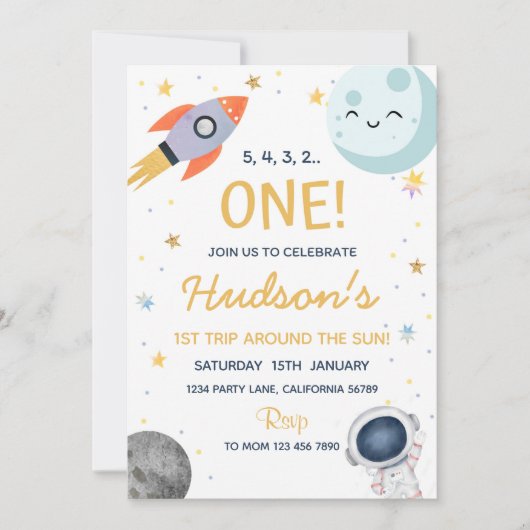 宇宙誕生日招待状宇宙飛行士招待状 招待状 (正面)