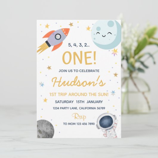 宇宙誕生日招待状宇宙飛行士招待状 招待状 (スタンド正面)
