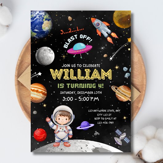 宇宙誕生日招待状宇宙飛行士誕生日 招待状