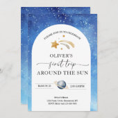 宇宙誕生日招待状 | 初めての旅 誕生日 招待状 (正面/裏面)