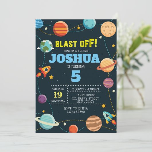 宇宙誕生日招待状。外部空間招待状 招待状 (スタンド正面)