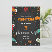 宇宙誕生日招待状、宇宙飛行士キッズ 招待状 (スタンド正面)