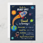 宇宙誕生日招待状。宇宙飛行士招待状 招待状 (正面/裏面)