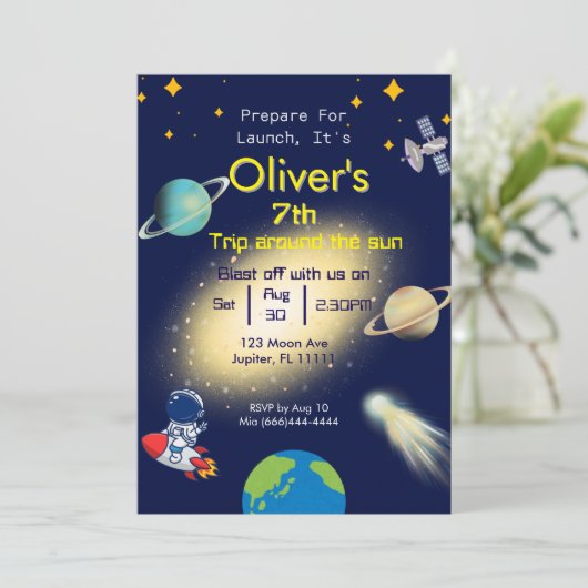宇宙誕生日招待状 – 起動パーティー 招待状 (スタンド正面)