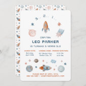 宇宙誕生日招待状-銀河系ロケットテーマII 招待状 (正面/裏面)