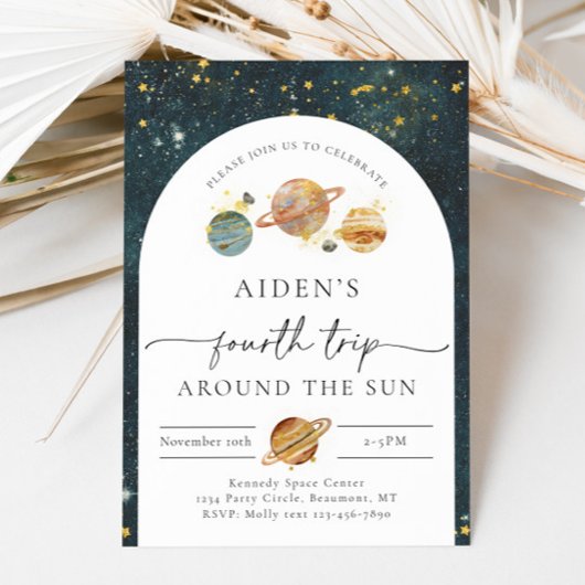宇宙誕生日招待状 | 4番目のトリップ誕生日 招待状