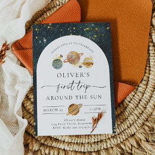 宇宙誕生日招待状   First Trip誕生日 招待状