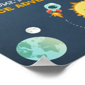 宇宙誕生日歓迎サインロケット宇宙飛行士 ポスター (角)