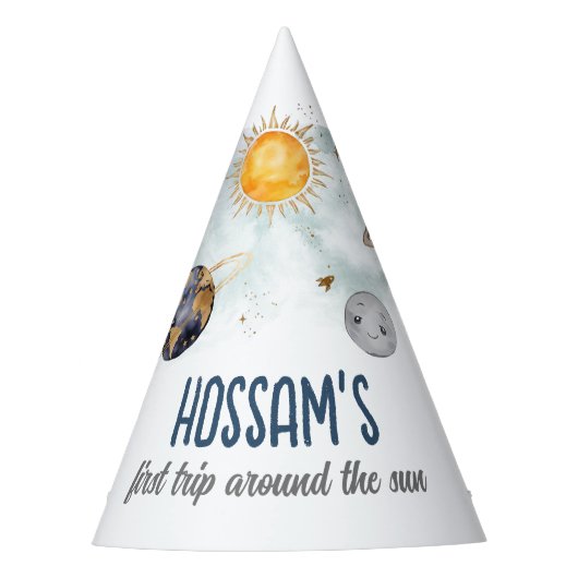 宇宙誕生日銀河系太陽月星惑星 パーティーハット (正面)