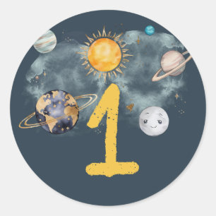 宇宙誕生日銀河系太陽月星惑星 ラウンドシール