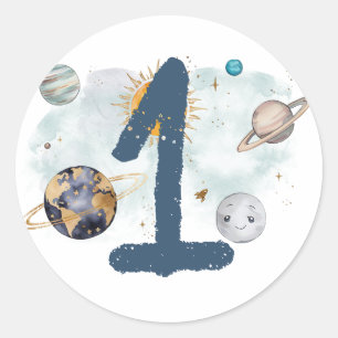 宇宙誕生日銀河系太陽月星惑星 ラウンドシール