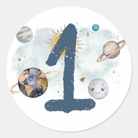 宇宙誕生日銀河系太陽月星惑星 ラウンドシール (正面)