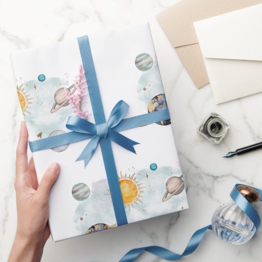 宇宙誕生日銀河系太陽月星惑星 ラッピングペーパー (ギフト)