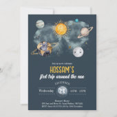 宇宙誕生日銀河系太陽月星惑星 招待状 (正面)