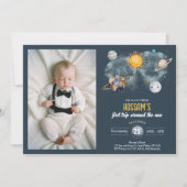 宇宙誕生日銀河系太陽月星惑星 招待状 (正面)