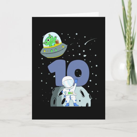 宇宙誕生日10第10誕生日ボーイ宇宙飛行士 カード (正面)