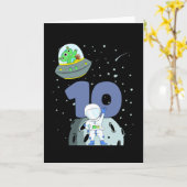 宇宙誕生日10第10誕生日ボーイ宇宙飛行士 カード (黄色い花)