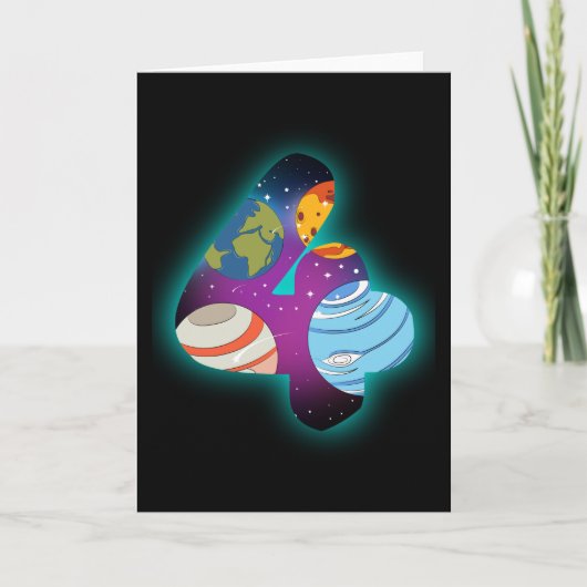 宇宙誕生日4 4th誕生日ボーイ4歳 カード (正面)