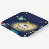 宇宙誕生日 – 宇宙飛行士、ロケット、銀河系 ペーパープレート (傾斜あり)