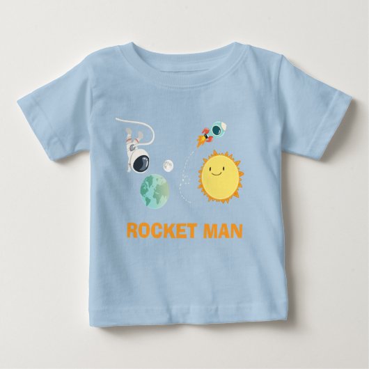 宇宙誕生日Tシャツロケット宇宙飛行士 ベビーTシャツ (正面)