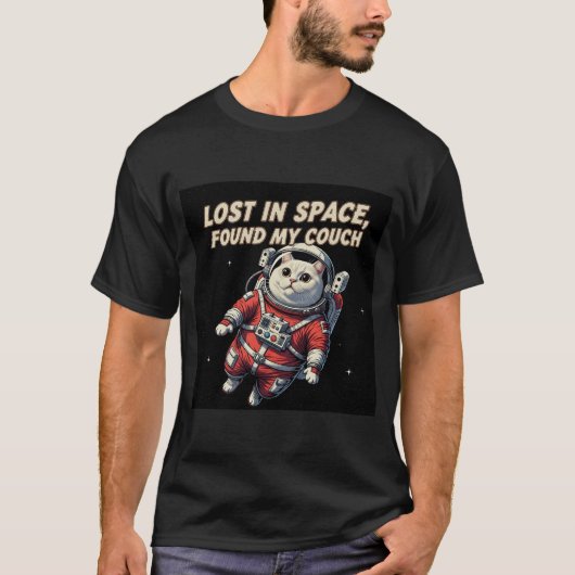 宇宙迷子の猫Tシャツ:宇宙にロスト Tシャツ (正面)