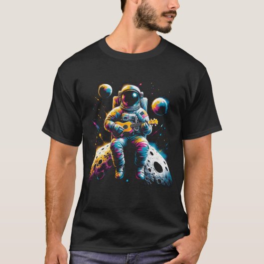 宇宙遊ウクレレ棋士のウクレレ Tシャツ (正面)