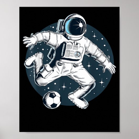 宇宙遊グラフィック宇宙飛行士サッカー ポスター (正面)