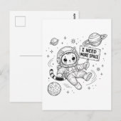 宇宙遊泳中の猫の宇宙飛行士 もっとスペースが欲しい ポストカード (正面/裏面)