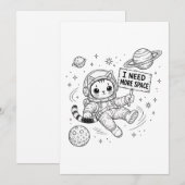 宇宙遊泳中の猫の宇宙飛行士 もっとスペースが欲しい 招待状 (正面/裏面)