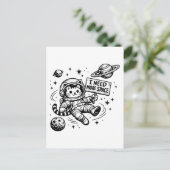 宇宙遊泳中の猫宇宙飛行士 もっとスペースが欲しい ポストカード (スタンド正面)
