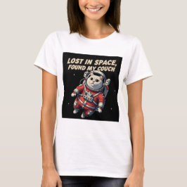 宇宙遊泳中の猫Tシャツ: ロスト・イン・スペース ペット Tシャツ