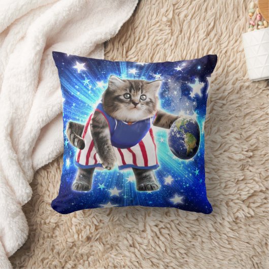 宇宙遊猫バスケットボール クッション (ブランケット)