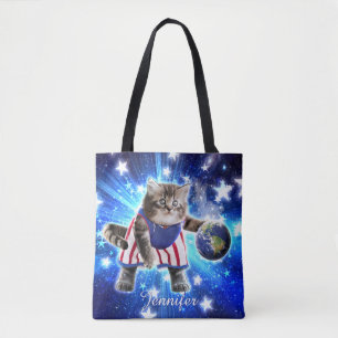 宇宙遊猫バスケットボール トートバッグ
