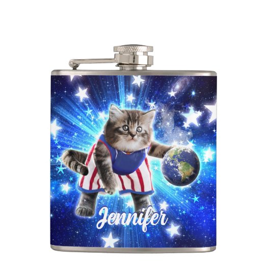 宇宙遊猫バスケットボール フラスク (正面)