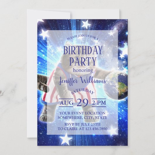 宇宙遊猫バスケットボール 招待状 (正面)