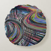 宇宙道路のような曲線、色の彫り込み ラウンドクッション (正面)